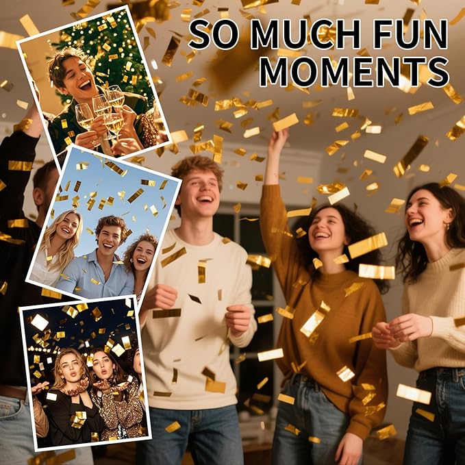 Gold Confetti Poppers Cannon, 6 Pack WERISE Party Gold Mylar Party Poppers Shooters for Birthday, Wedding, Graduation Valentines Day and Easter Celebration 12 Inch