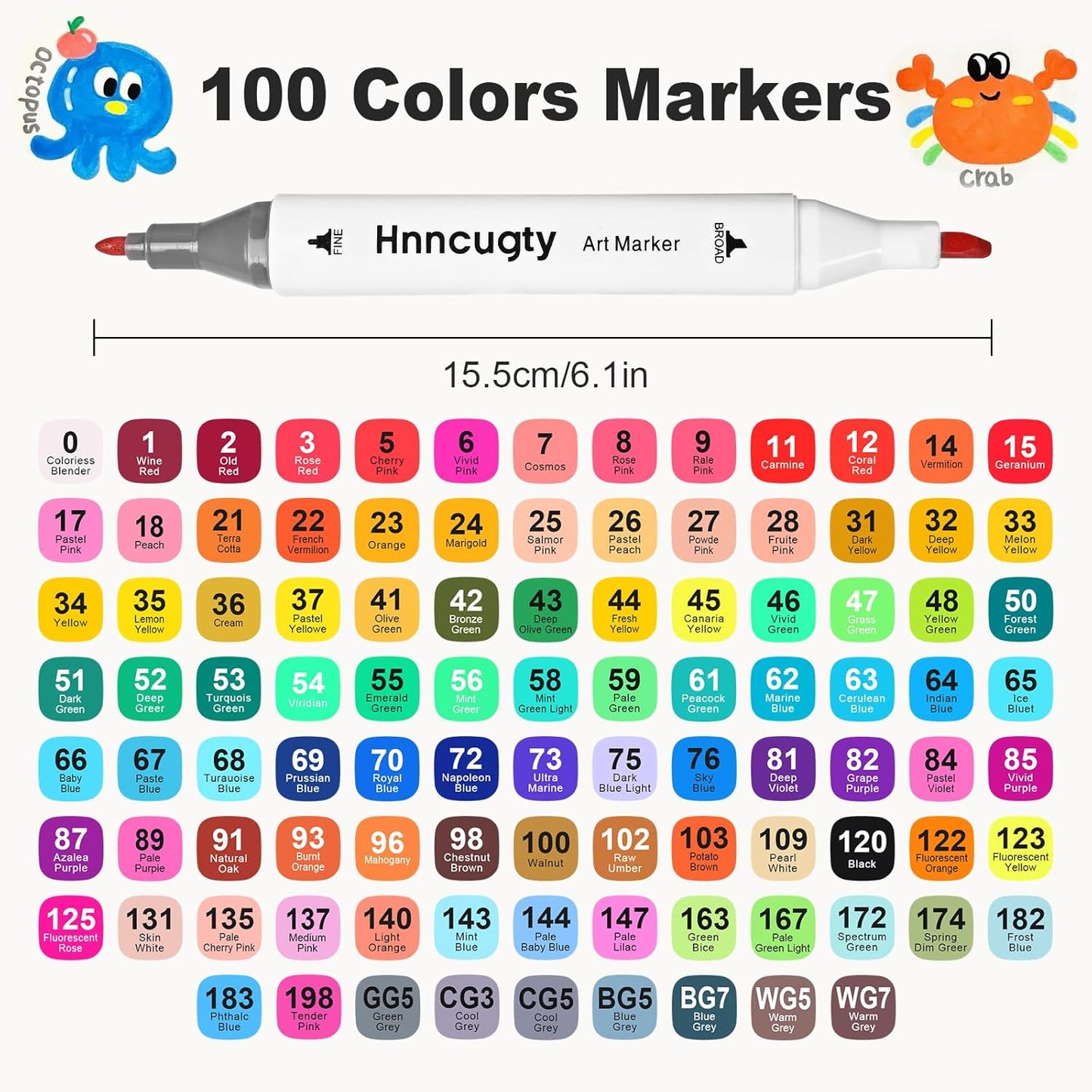 Alcohol Markers 100 Colors, Dual Tips Coloring Art Markers Set with Case & Holders, Chisel & Fine Artist Sketch Pens Art Supplies for Kids Adult Coloring Books, Drawing, Painting, Sketching