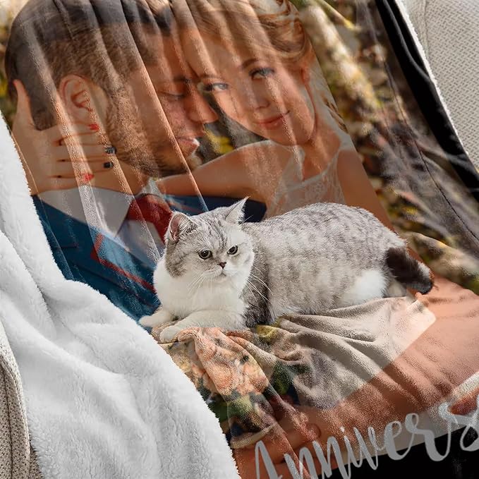 Custom Sherpa Blanket with Picture Personalized to My Wife Photo Blanket Customized Wedding Valentines Day Gift for Couple Girlfriend Boyfriend Her Him Husband Wife