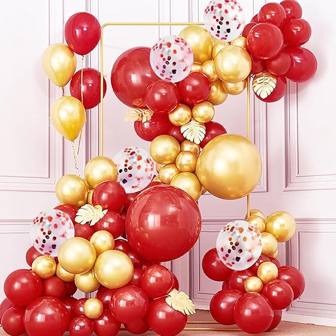 Mr. Pen- Balloons, 12 Inch, 54 Pack, Red & Confetti Balloons for Birthday Party, Valentine Decoration, Valentine Gift