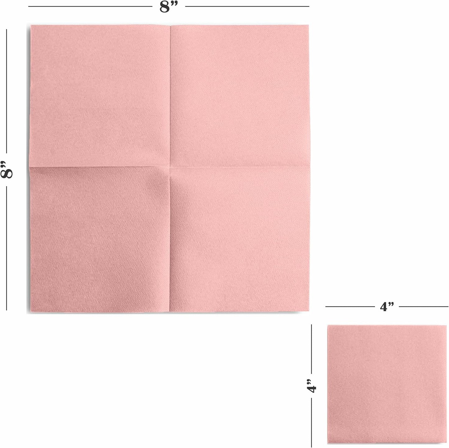 Disposable Pink Cocktail Napkins Paper - 4" x 4" High-End Linen-Like Beverage Party Square Paper Napkin Pack for Bar, Cafe, Restaurant, Christmas, Birthday, Wedding, Baby Shower - 100 Count