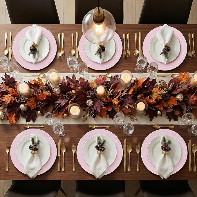 Pink Charger Plates, Set of 6, Chargers for Dinner Plates. Plastic Charger for Wedding, Party, Elegant Tableware Chargers Decoration.