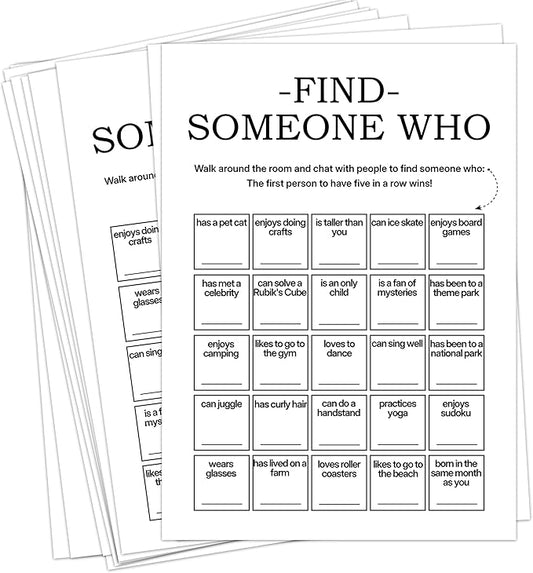 Sahjzk Find Someone Who Bingo Cards, 25 Unique Sheets, Team Building Games for Work, Icebreaker Fun, Engaging Office Games, Team Building Activity for Employees and Groups