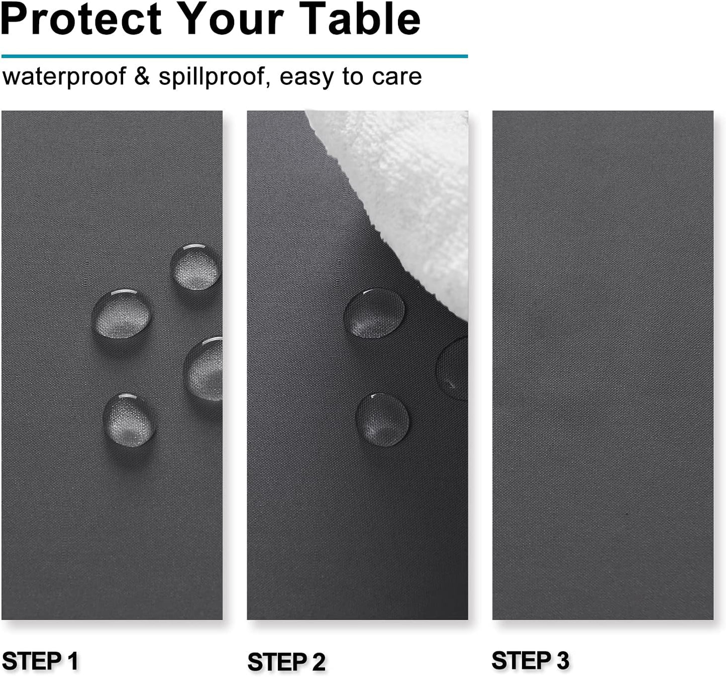 Hiasan Grey Square Tablecloth - Waterproof and Spillproof Washable Fabric Table Cloth for Dining Room Kitchen, 60 x 60 Inch
