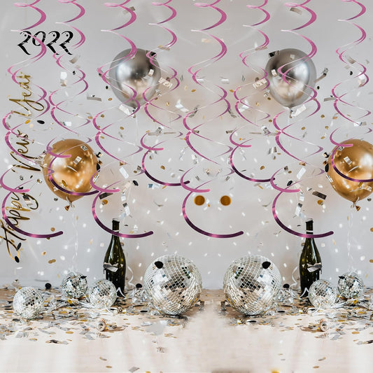 30 Pcs Pink Hanging Swirl Party Decorations,Sparkle Pink Birthday Ceiling Decorations,Streamers for Wedding Party Anniversary Graduation Christmas (Pink)