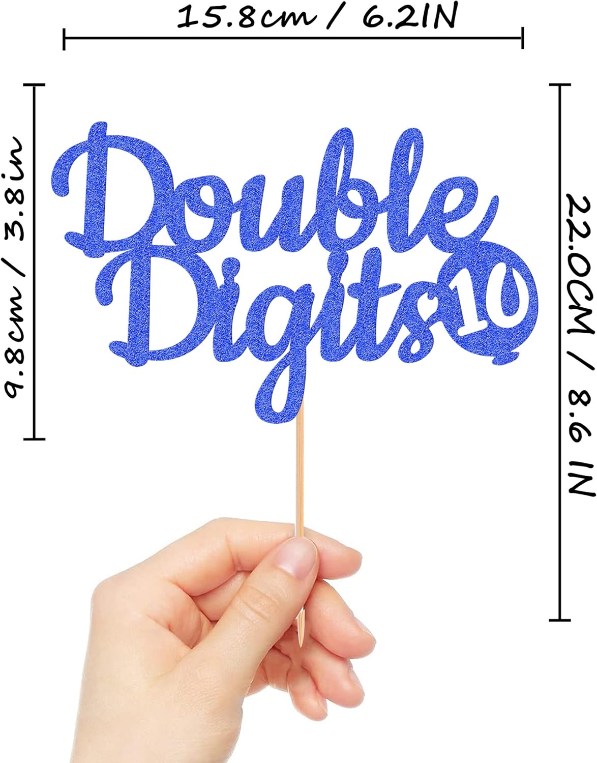 Double Digits 10 Cake Topper - Glitter Dark Blue 10th Birthday Cake Decorations, Happy 10th birthday Cake Decor (Dark Blue)