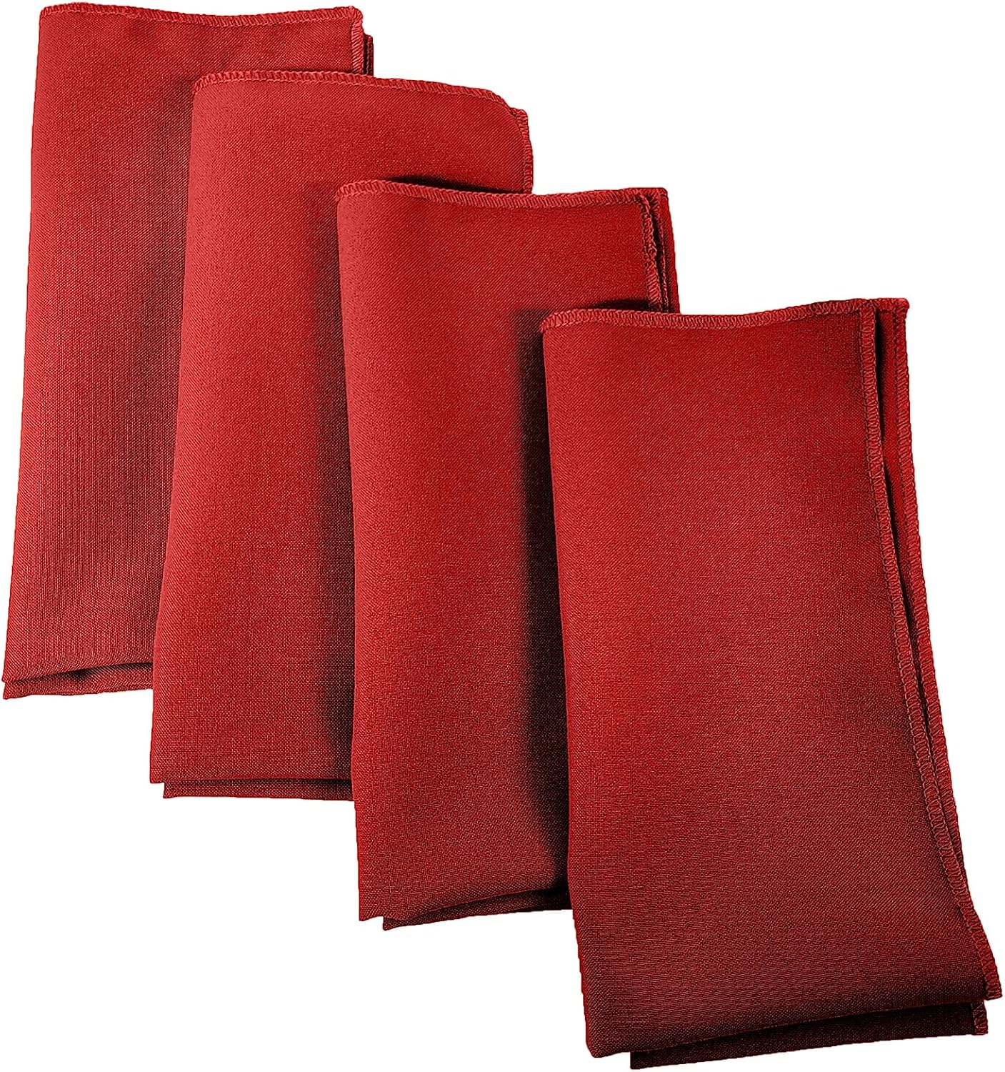 LA Linen 4-Pack Poly Blend Napkins - Soft, Washable, Stain & Wrinkle Resistant - Dinner & Party Napkins - 18x18 - Red