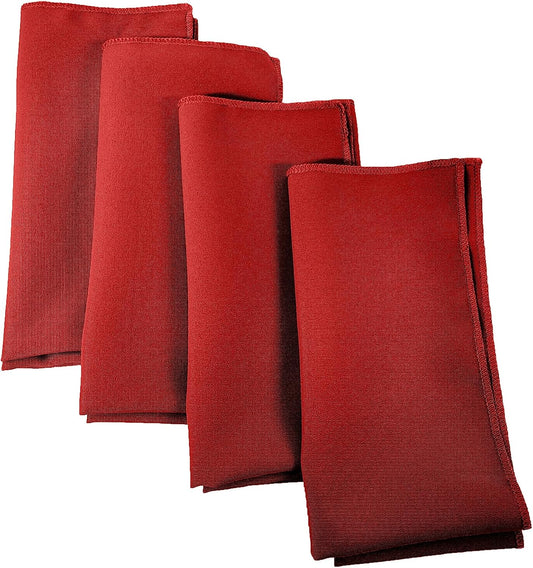 LA Linen 4-Pack Poly Blend Napkins - Soft, Washable, Stain & Wrinkle Resistant - Dinner & Party Napkins - 18x18 - Red