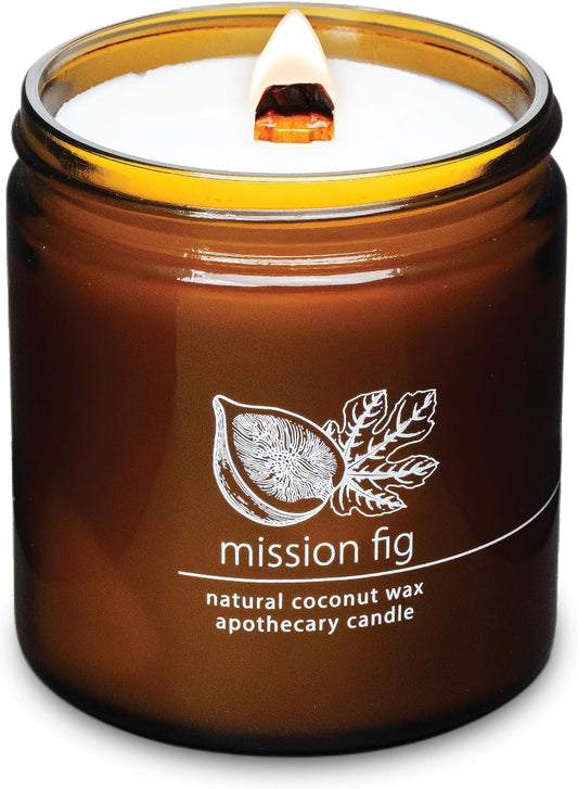 Hemlock Park Crackling Wood Wick Candle Handcrafted with Natural Coconut Wax (Large 16 oz, Mission Fig)