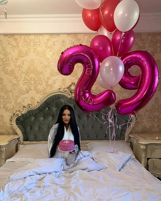 Hot Pink Number 9 Balloon 40 Inch, 9th Birthday Party Decorations for Children, Giant 9 Foil Balloon for Party Supplies