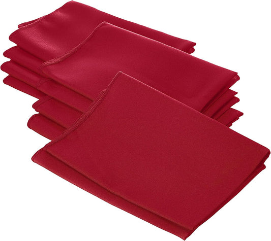 LA Linen 10-Pack Poly Poplin Napkin, Soft Cloth Napkins, Washable Reusable Napkins, Stain and Wrinkle Resistance Table Napkins for Dinner, Wedding, Parties, 18 by 18-Inch, Red