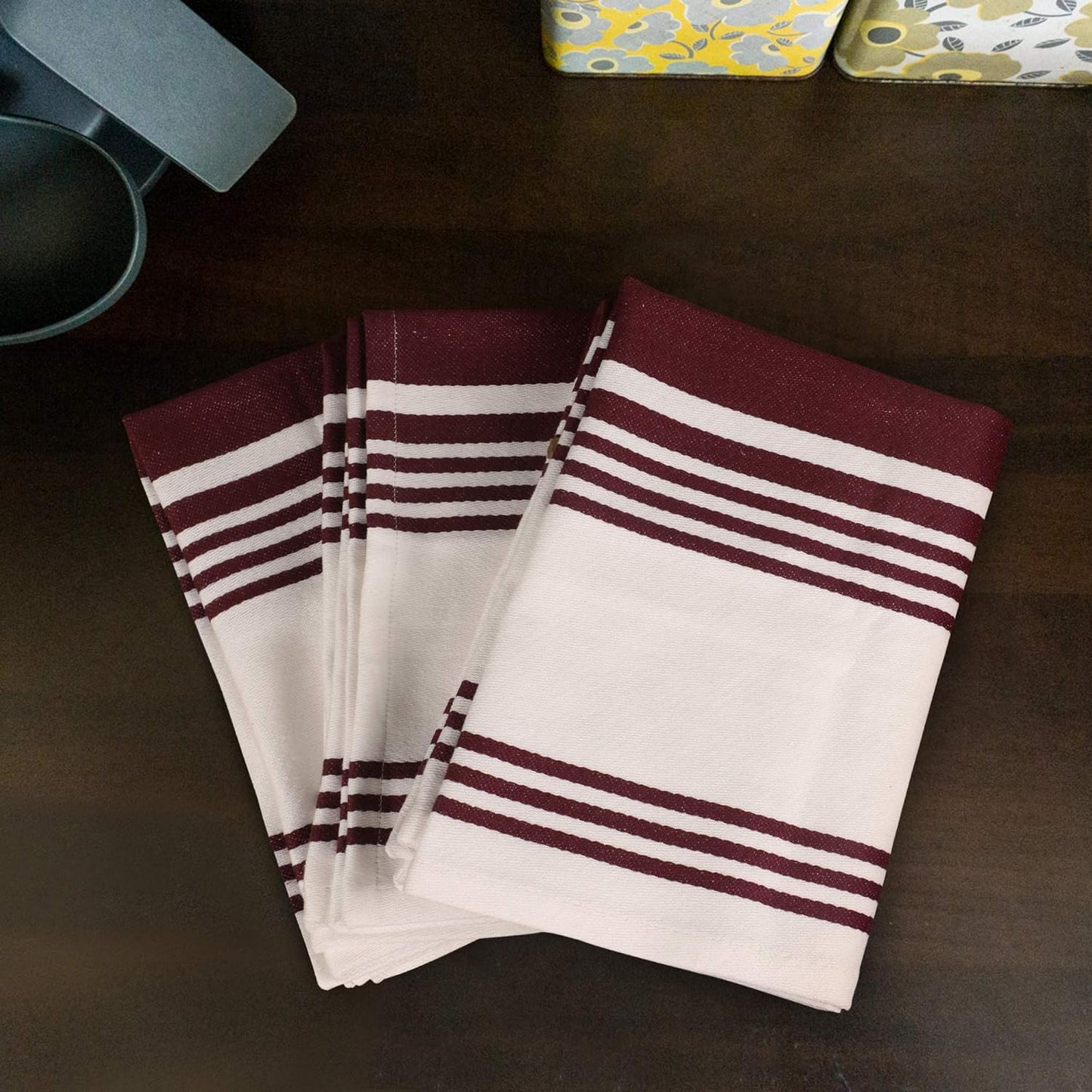 Urban Villa Cloth Napkins Trendy Stripes 100% Cotton Aborbent Dinner Napkins (Set of 12) 20x20 Inches Grey White Soft Durable Washable Ideal for Everyday Use Wedding Parties Napkins