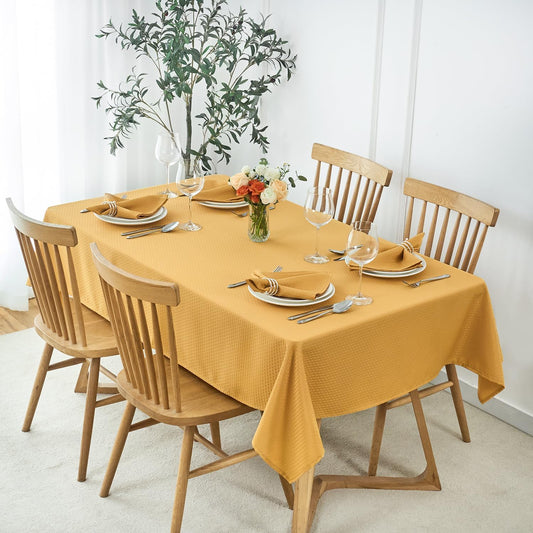 maxmill Cloth Napkins Weaved Texture Pattern Soft Comfortable and Luxury Serviette for Restaurant Family Dinners Weddings Parties and Banquets Set of 4 Pieces, 20 x 20 Inch Ochre Yellow