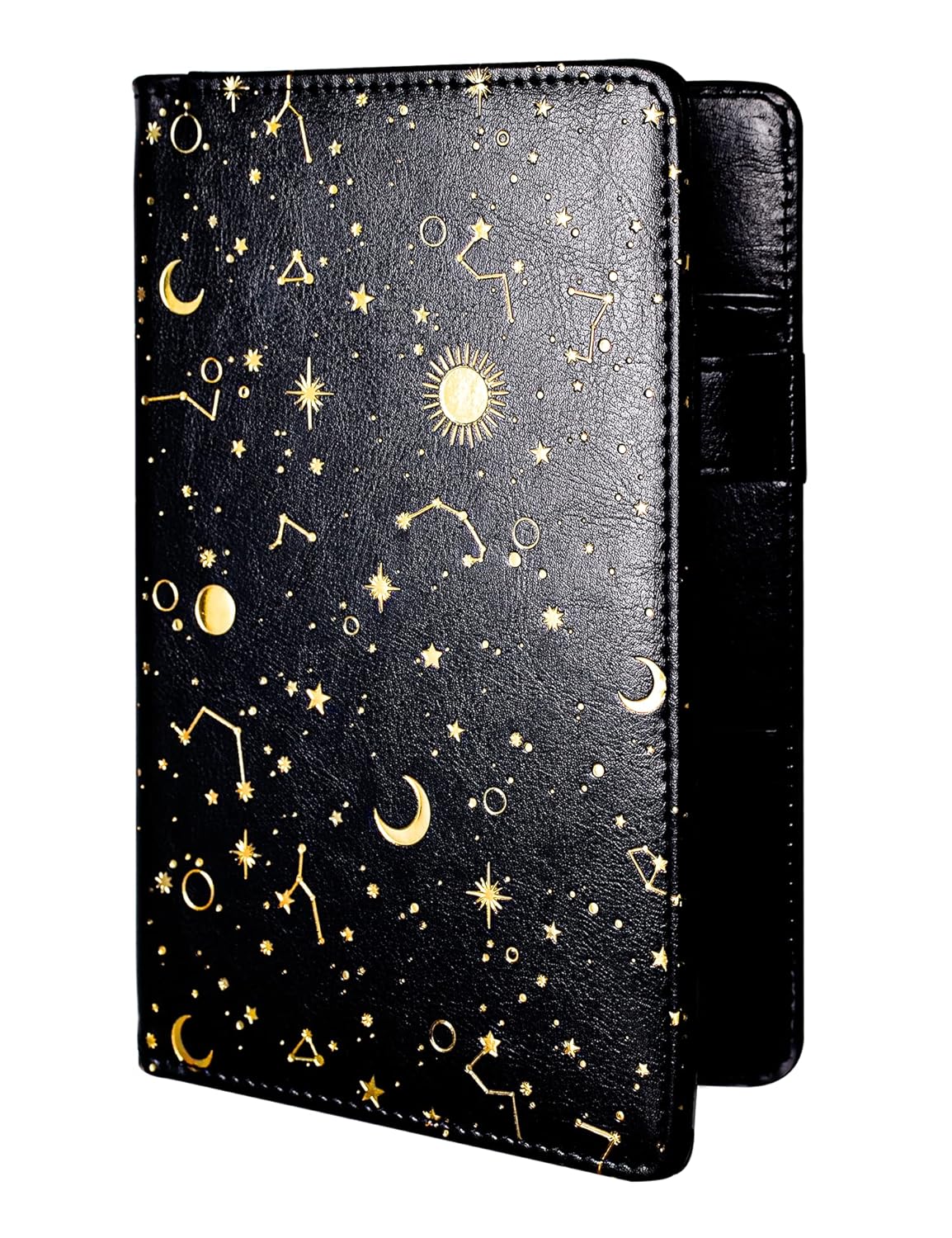 Mymazn Server Books for Waitress Book Server Wallet Server Pads Restaurant Waitstaff Organizer, Guest Check Book Holder Money Pocket Fit Server Apron (Black/Gold Moon Star Pattern)