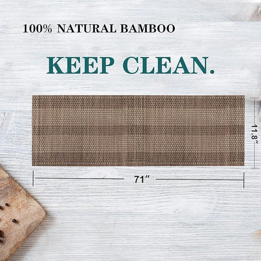 ANDSTAR 12x72 Inch Weave Bamboo Table Runner Stain Resistant Heat Resistant Oil-Proof Non-Slip Waterproof Easy to Clean Table Runner for Kitchen Dinning Room Table Decoration(Coffee,1 Piece)