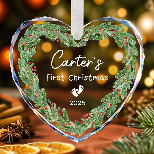 Custom Baby's First Christmas Ornament - Personalized My First Christmas Ornaments for Baby Girl Boy Newborn Gifts Keepsake - Crystal Glass New Baby Ornaments 2025