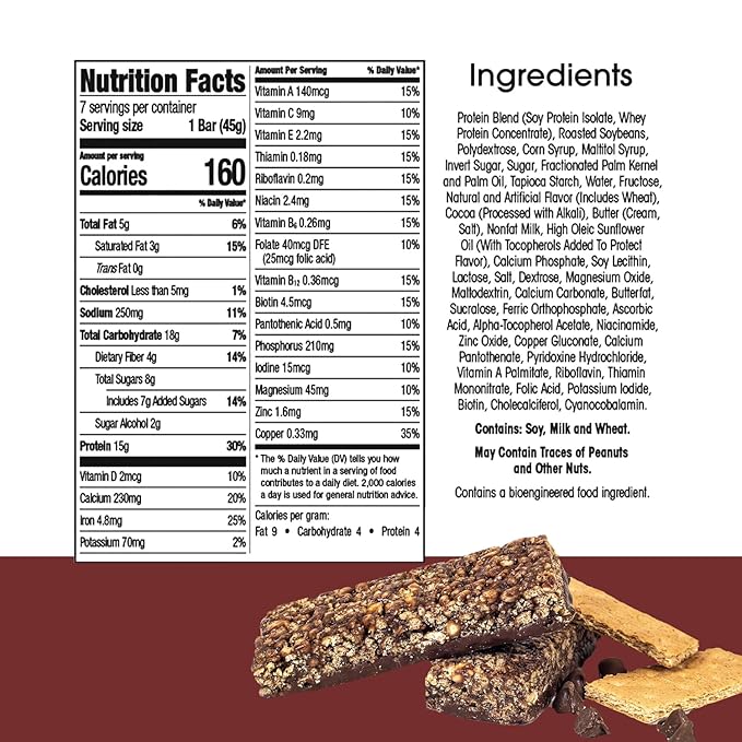 BestMed - High Protein Nutrition Bar - Low-Carb, 15g Protein, Low Sugar, Low Calorie, Meal Replacement Bar (Fudge Graham, 2 Box - 14 Count)
