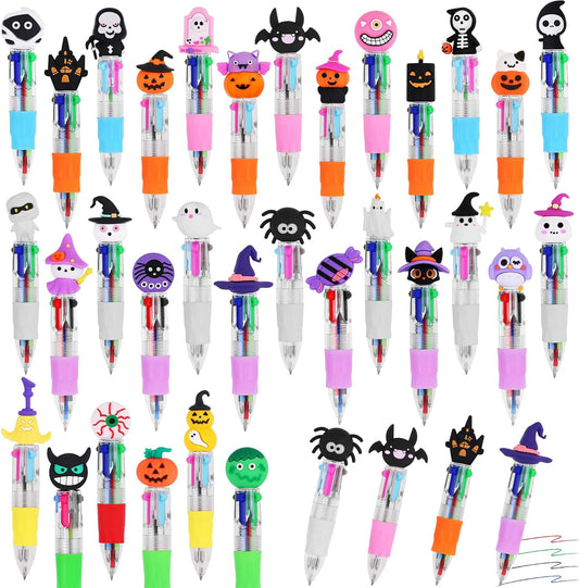 32Pcs Mini Multicolor Pens in One 4-in-1 Cute Pens Bulk for Kids, Ballpoint Pen for Birthdays and Children's Parties, Fun Gifts Assorted Ink Kawaii Pen(Halloween)