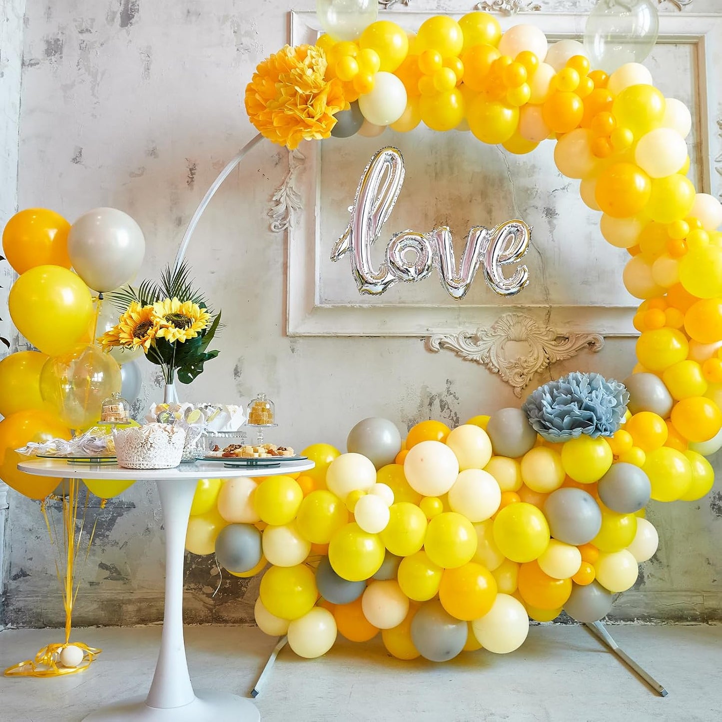 50pcs Yellow Balloons, 12inch Yellow Latex Party Balloons Helium Quality for Birthday Graduation Easter Bee Baby Shower Sunflower Party Decorations (with Ribbon & Glue)