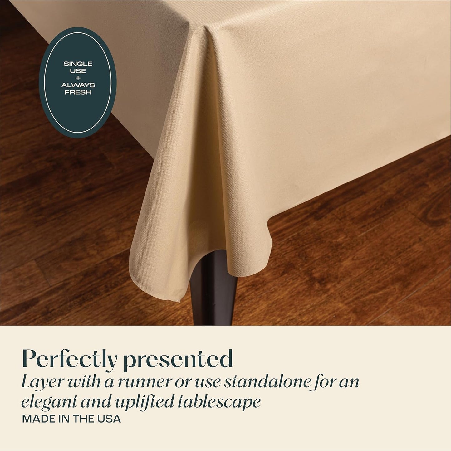 Disposable Tablecloth for Rectangle Table, Linen-Like Blue Paper Tablecover for Dining Table, Party, Wedding Or Event, 55" W x 80 ft L