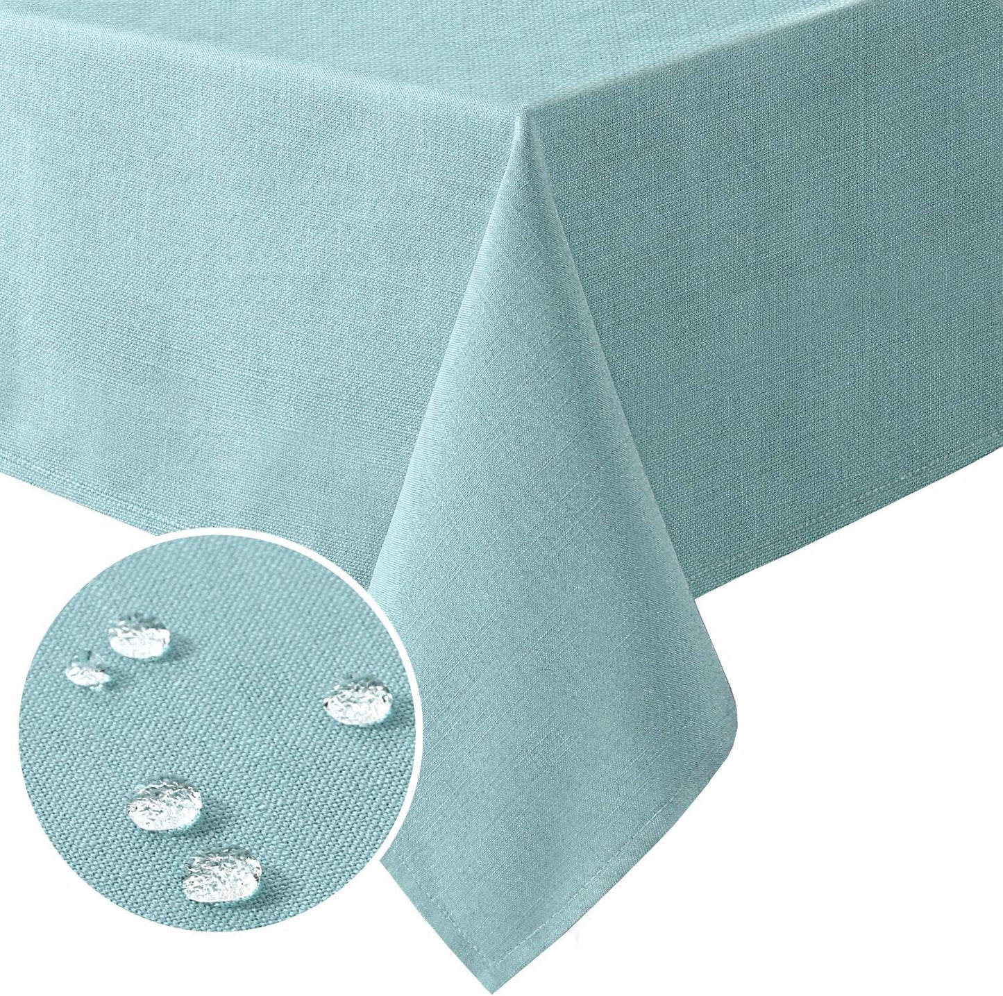 H.VERSAILTEX Linen Textured Table Cloths 54 x 108 Inch Premium Solid Tablecloth Spill-Proof Waterproof Table Cover for Dining Buffet Feature Extra Soft and Thick Fabric Wrinkle Free, Aqua
