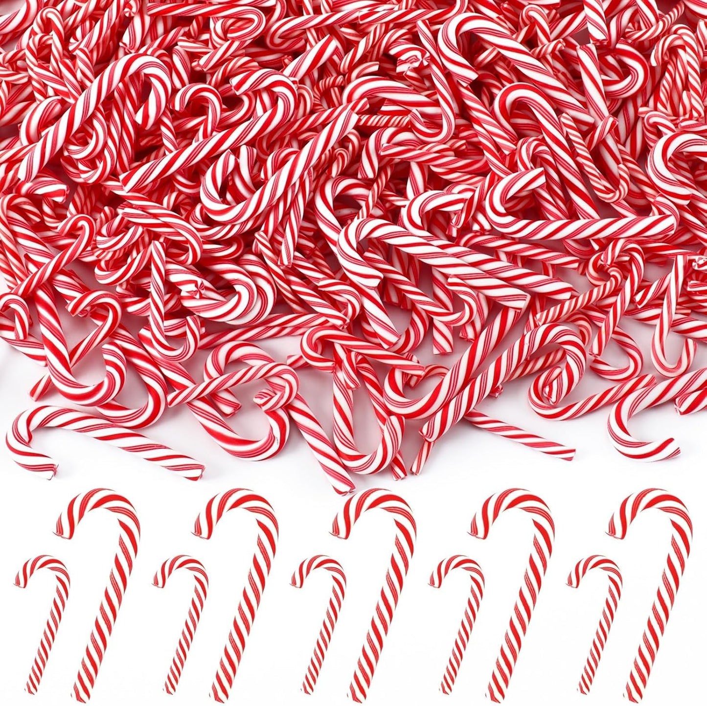80pcs Mini Christmas Candy Canes,Fake Small Candy Canes for Crafts Clay Peppermint Ornaments Table Scatters Red and White Candy for Decorations Party Favors Supplies (Small and Large)