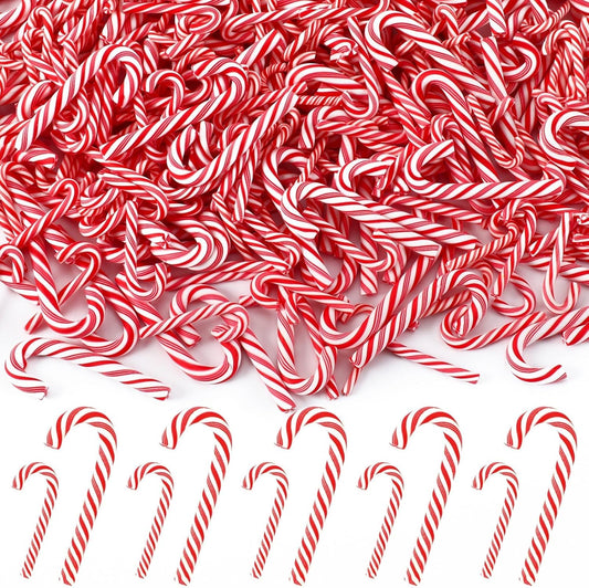 80pcs Mini Christmas Candy Canes,Fake Small Candy Canes for Crafts Clay Peppermint Ornaments Table Scatters Red and White Candy for Decorations Party Favors Supplies (Small and Large)