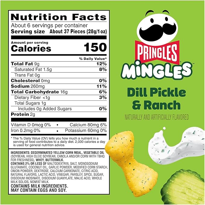 Pringles Mingles Puffed Snacks, Dill Pickle and Ranch, Salty Snacks (6 Bags)