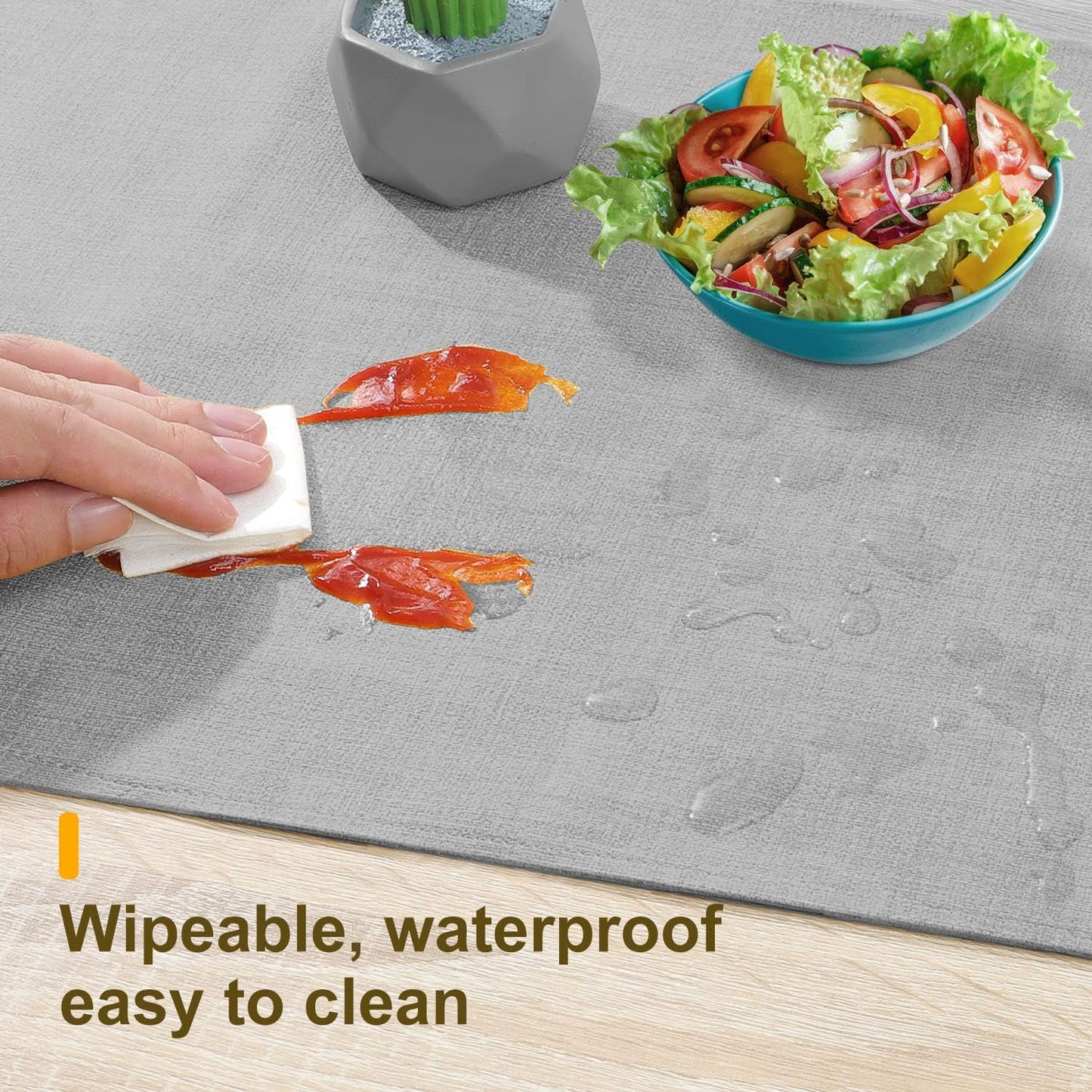 Waterproof Wipeable Table Runner, Thick Farmhouse Table Runner, Dresser Runner, Rustic Table Runner for Kitchen Dining Room, Bedroom, Living Room, Indoor and Outdoor (90'', Grey)