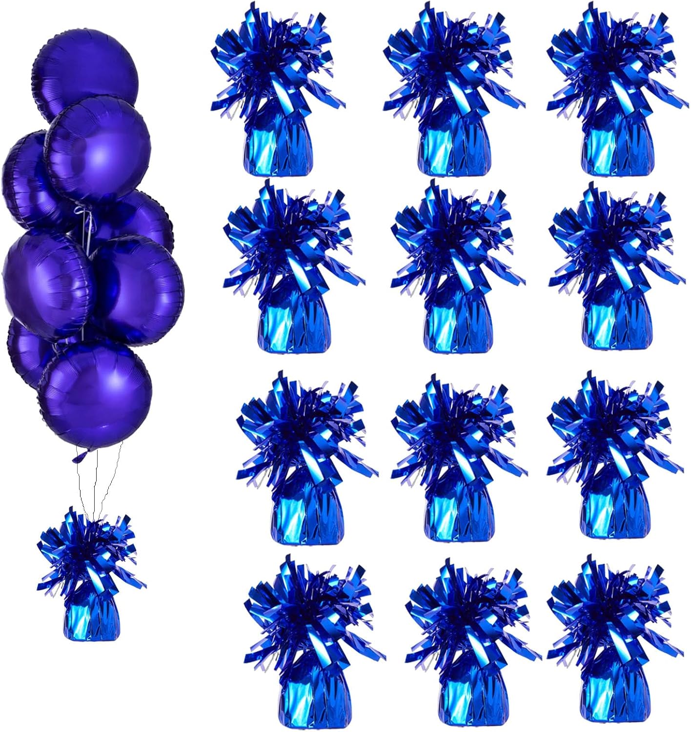 Balloon weights, 12 pieces, aluminum foil, suitable for birthday parties, gatherings, weddings, dinners and other occasions, weight 0.36bl (Dark Blue)