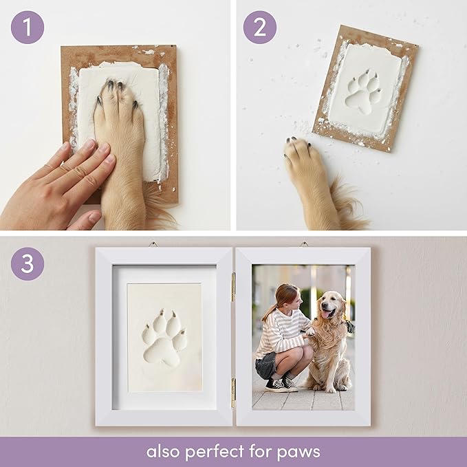 chuckle - Baby Hand and Foot Clay Print Photo Frame Keepsake Kit - Gift for Mothers Day, New Mum and Parents Newborn Baby Shower Party and Nursery Room Decoration - White