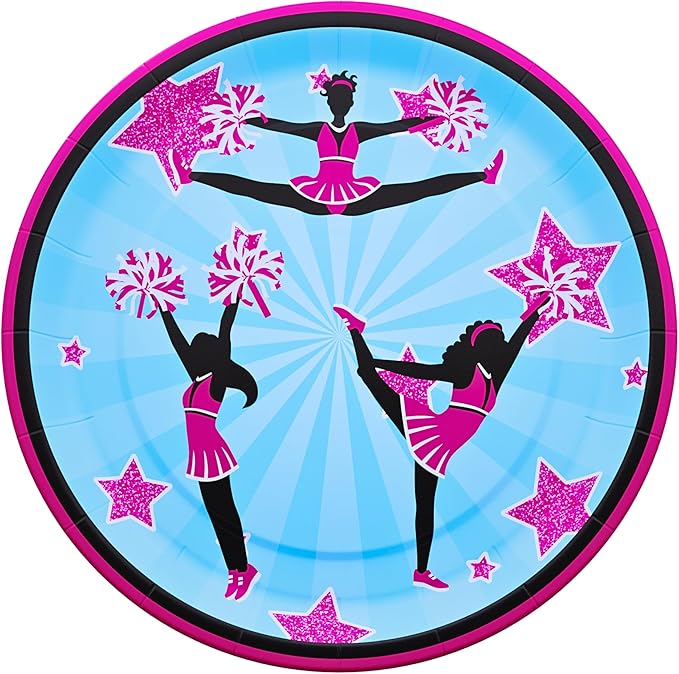 Cheerleading Party Plates and Napkin (52 Pieces for 16 Guests) - Cheerleader Birthday Party, Cheerleader Birthday Party, Plates and Napkins, Cheer Party Supplies