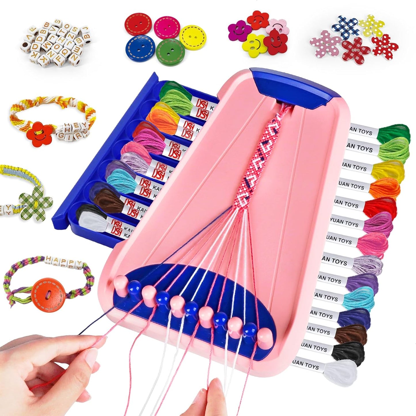Bracelet Making Kit for Girls - Friendship Bracelet Kit - Christmas Gifts for Ages 6 7 8 9 10 11 12 Year Old Girl Birthday Gifts, Arts and Crafts for Kids Ages 8-12 Teen Bracelets DIY Maker Pink Blue