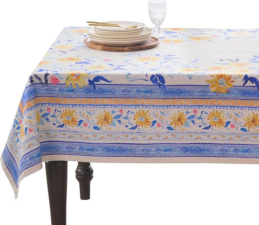 Maison d' Hermine Table Cloth Square Table 100% Cotton 54 x 54 Inches Tablecloth Reusable Decorative for Dining Room Farmhouse Home Valentines Day Decorations Spring Summer - Girassol