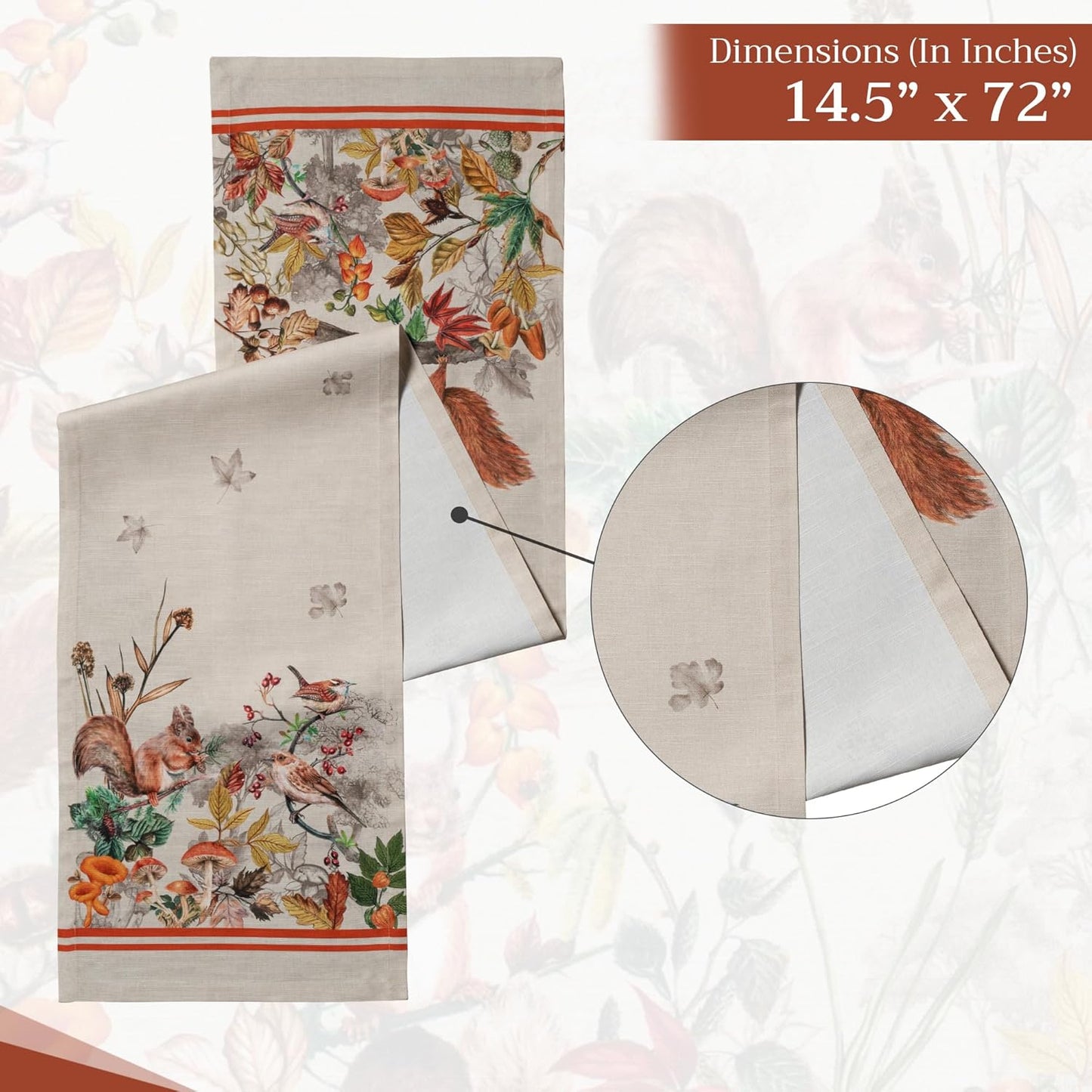 Maison d' Hermine Table Runner 100% Cotton Single Layer Table Runners 72 inches Long for Thanksgiving Christmas Decorations Home Kitchen Dining Party Wedding (Recolte, 14.5" x 72")