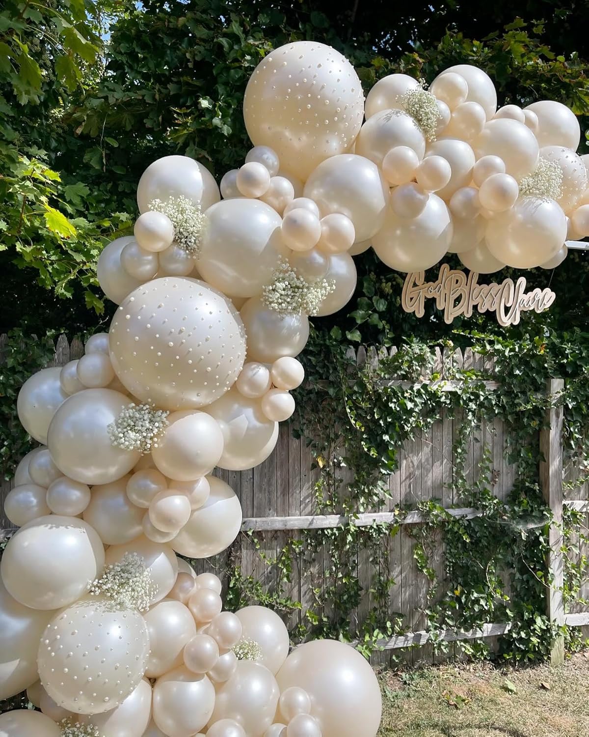 118Pcs Pearl Balloon Garland Arch Kit - Wedding Party Decorations with Pearl White Sand Double Stuffed Pearl Ivory Balloons for Engagement Bridal Shower Birthday Baby Shower Party Decorations