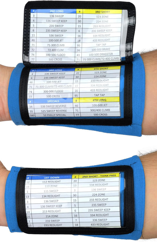Sports Unlimited Adult Triple Wrist Coach, Football Wristbands for Plays, Baseball Wristbands, QB Arm Bands