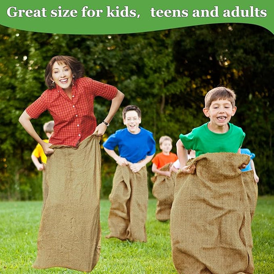 CWLAKON 6 Pack Large Burlap Potato Sack Race Bags for Kids Adults, Field Day Family Reunion 4th of July Easter Halloween Game, Outdoor Camping Picnic Birthday Party Outside Yard Lawn Carnival Games
