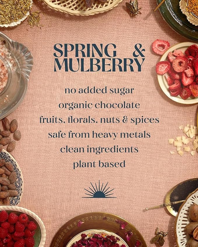 Spring & Mulberry Dark Chocolate Bars – Healthy Chocolate, Date-Sweetened - Mulberry Fennel 3 Pack