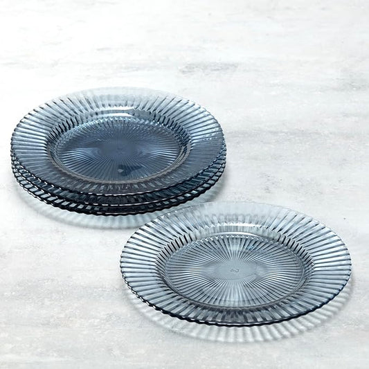 Fortessa Archie Glass, 10.6 Inch Dinner Plate (Set of 4), Dusk Gray