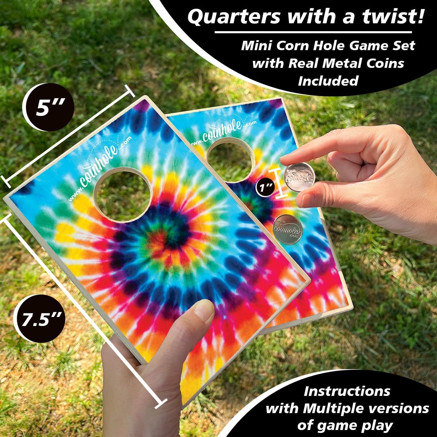 Coinhole Desktop Coin Bouncing Party Game Set | Tabletop Cornhole Board Game | Small Cornhole Travel Game Includes Coins
