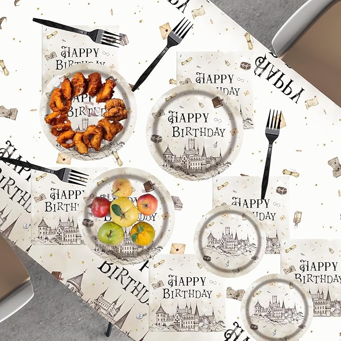 152PCS Magical Wizard Plates Napkins Birthday Party Supplies,Magical Party Paper Plates and Napkins Kit for Boys and Girls Birthday Baby Shower Party Decorations,Serves 30
