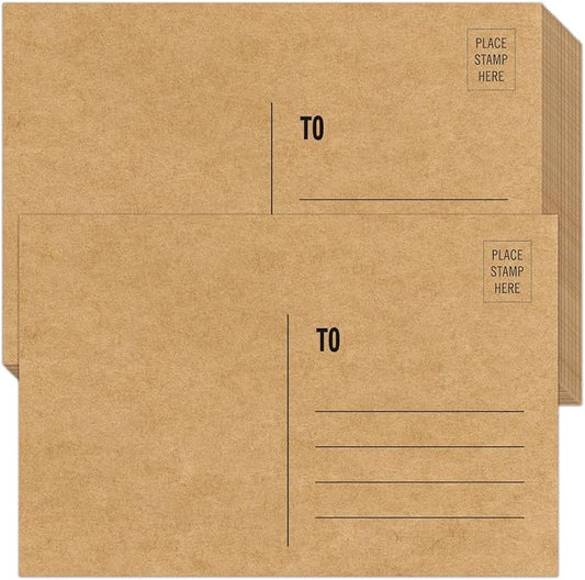 KTFNOMES Blank Postcards for Mailing, 100 Kraft 4x6, Mailable Postcards Set Make Your Own Printable Postcards 300gsm/14pt Postcard Paper Cardstock for DIY Mailing Christmas Thanksgiving Painting