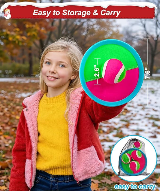 Qrooper Toddler Toys Toss and Catch Ball Set Christmas Stocking Stuffer for Kids Toddler, Toys for 3 4 5 6 7 8 Year Old Boys Girls Birthday Gift, Yard Outdoor Games for Kid Ages 4-8 8-12 Beach Pool
