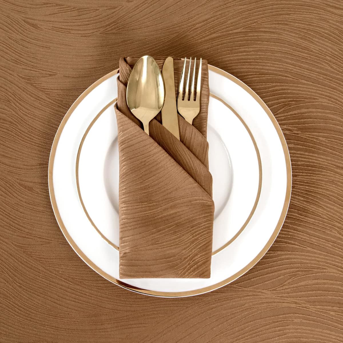 maxmill Fall Cloth Napkins 20 x 20 Inch Swirl Pattern Soft Comfortable and Luxury Serviette for Harvest Thanksgiving Family Dinners Weddings Parties and Banquets Set of 4 Pieces, Fall Leaf