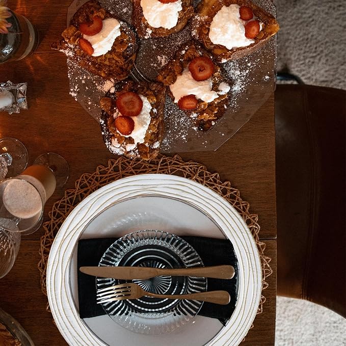 13 Inch Round Charger Plates, Set of 6, Dinner Chargers Bulk Wedding (Vintage White)