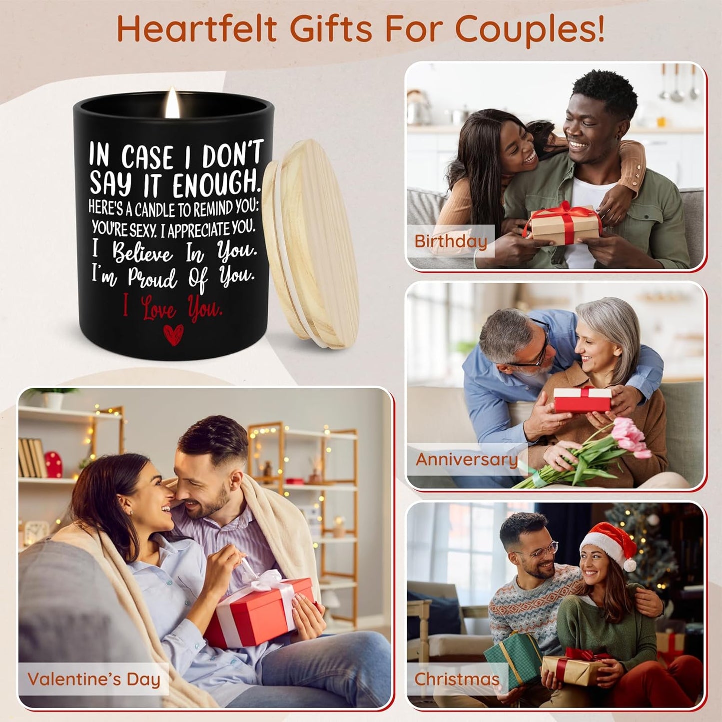 TEEZWONDER Christmas Anniversary Wedding Gifts for Women Men - Long Lasting Vanilla Lavender Candle 10 Oz - Romantic Birthday Gifts for Him Her, Girlfriend Boyfriend Gift Ideas