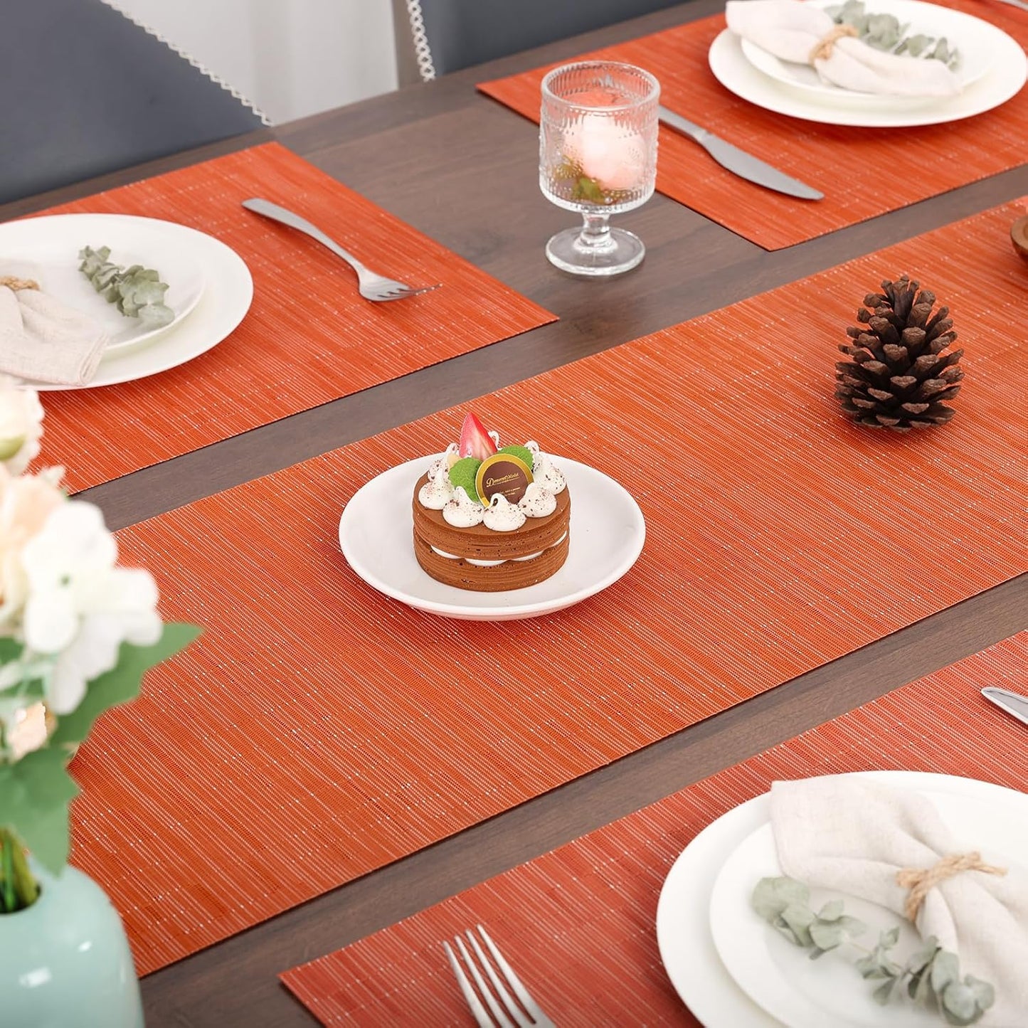 Myir JUN Table Runner, Vinyl Table Runner Indoor Arbitrarily Cropped Runner for Table Heatproof for Home Party (Orange, 12 x 94 inch)