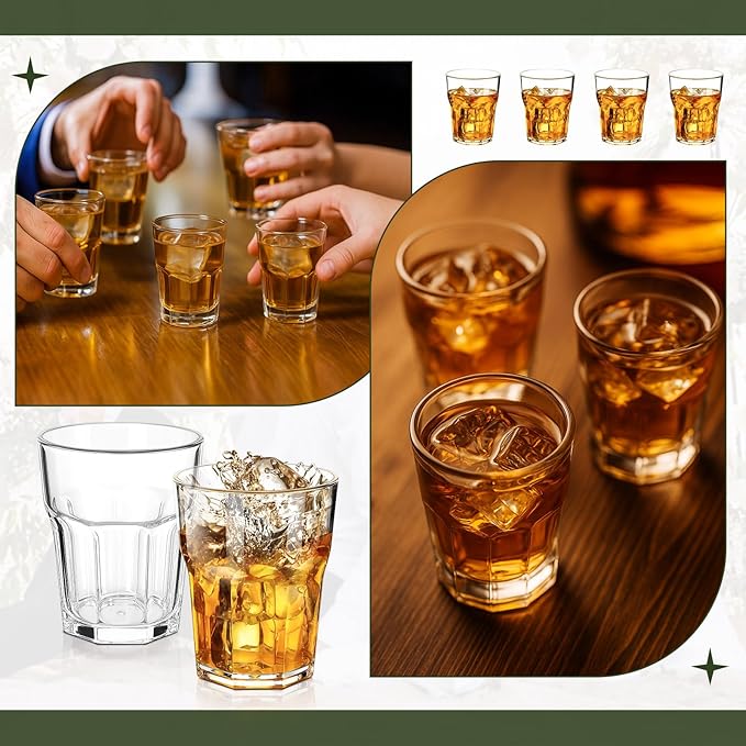 Tioncy 50 Pcs Acrylic Drinking Glasses 1.1oz Small Whiskey Glass Clear Shot Glasses Bulk Unbreakable Stackable Mixed Drinkware Mini Beer Mug for Drinking Bars Wine Vodka