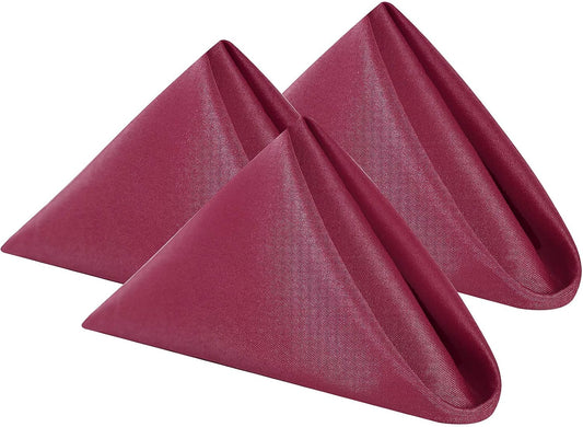 Cloth Napkins 17x17 inch Washable Polyester Dinner Napkins Soft Table Napkins for Wedding Party Dining Banquet(Burgundy,12PCS)